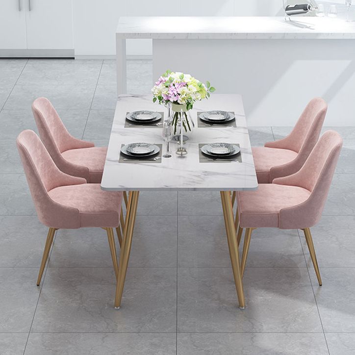 Scandinavian Faux Marble Top Dining Room Set with Rectangle Table and 4 Legs Base Dining Set Clearhalo 'Dining Room Sets' 'Dining Tables & Seating' 'dining_room_set' 'furn' 'furn_dining_room_set' 'Furniture' 'furniture_dining_room_set' 'Kitchen & Dining Furniture' 'kitchen&dining_furn' 'kitchen' 1200x1200_da971353-7baa-4aeb-9c80-b116382d0145