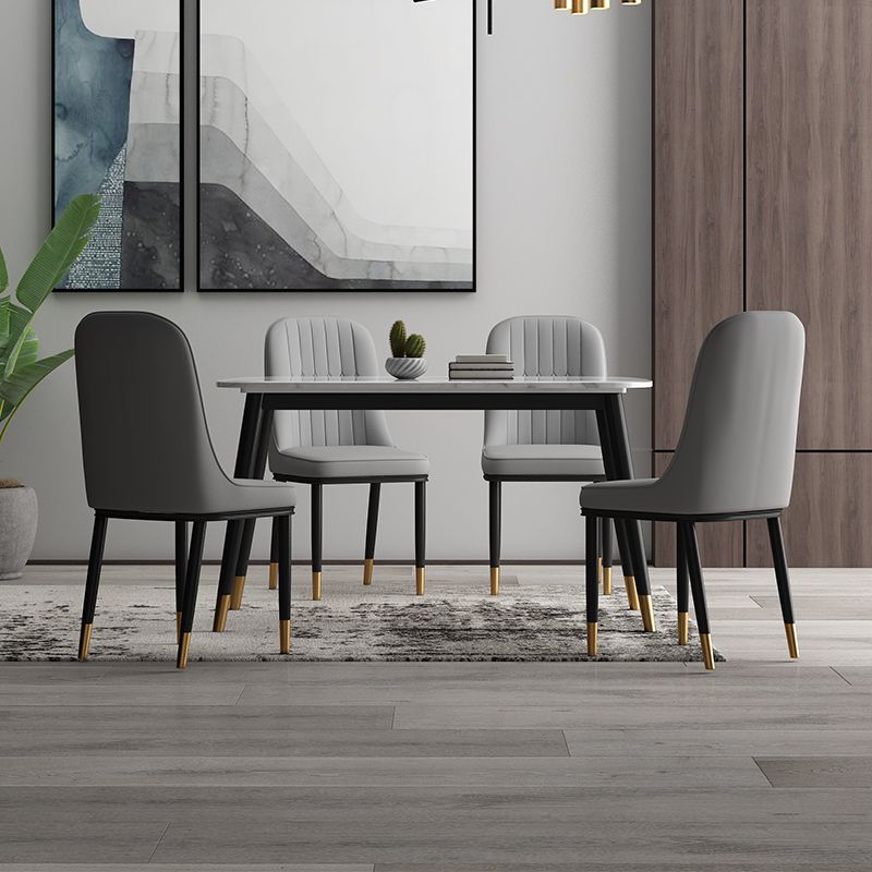 Scandinavian Style Dining Chair Metal Dining Room Solid Back Cushioned Chair Clearhalo ' kitchen&dining_furn' 'Dining Chairs' 'Dining Tables & Seating' 'dining_chair' 'furn' 'furn_dining_chair' 'Furniture' 'furniture_dining_chair' 'Kitchen & Dining Furniture' 'kitchen' 1200x1200_da98a04e-764d-4d53-b735-787f99ce165a