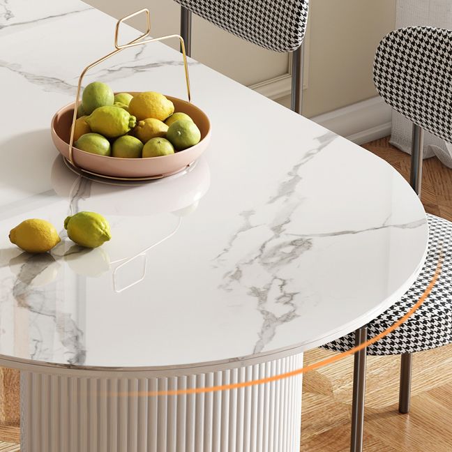 Oval Shape White Dining Table Sintered Stone Table Contemporary with Double Pedestal Clearhalo ' dining_table' 'Dining Tables & Seating' 'Dining Tables' 'furn' 'furn_dining_table' 'Furniture' 'furniture_dining_table' 'Kitchen & Dining Furniture' 'kitchen&dining_furn' 'kitchen' 'kitchen_dining_table' 1200x1200_da98ee58-df3c-42f5-baa1-792315703dca