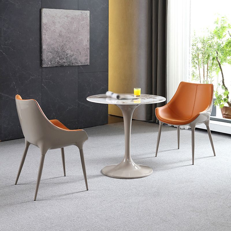 Minimalist Style Leather Dining Arm Chairs Solid Back Upholstered Chairs (Set of 2) Clearhalo ' kitchen&dining_furn' 'Dining Chairs' 'Dining Tables & Seating' 'dining_chair' 'furn' 'furn_dining_chair' 'Furniture' 'furniture_dining_chair' 'Kitchen & Dining Furniture' 'kitchen' 1200x1200_da98f7f8-f07a-4067-ac56-eae8d9764529