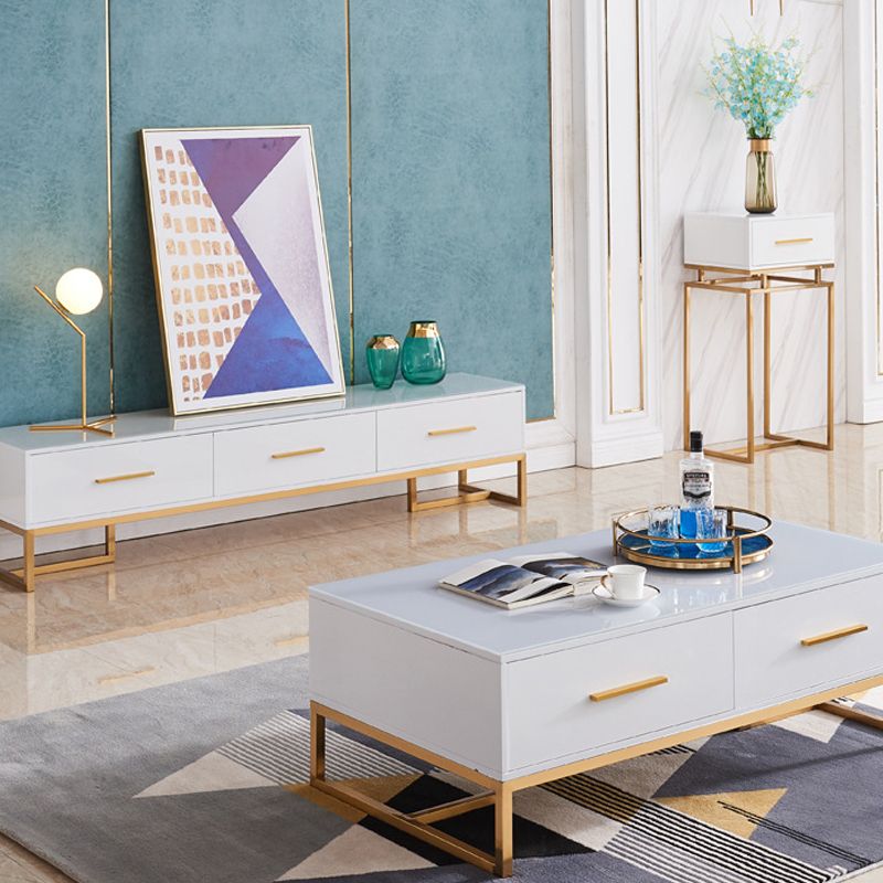 Glam TV Media Stand Glass Enclosed Storage TV Stand Console with Drawers Clearhalo 'furn' 'furn_tv_stands_entertainment_centers' 'Furniture' 'Living Room Furniture' 'TV Stands & Entertainment Centers' 'TV Stands & Media Storage Furniture' 'tv_stands_entertainment_centers' 1200x1200_da9b0a8e-3fca-4451-9232-044b31f48ee8