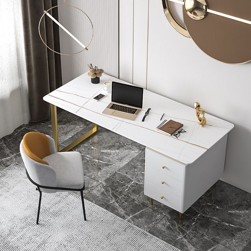 Desca di ufficio contemporanea 23.62 "scrivania rettangolare con 3-cassetti