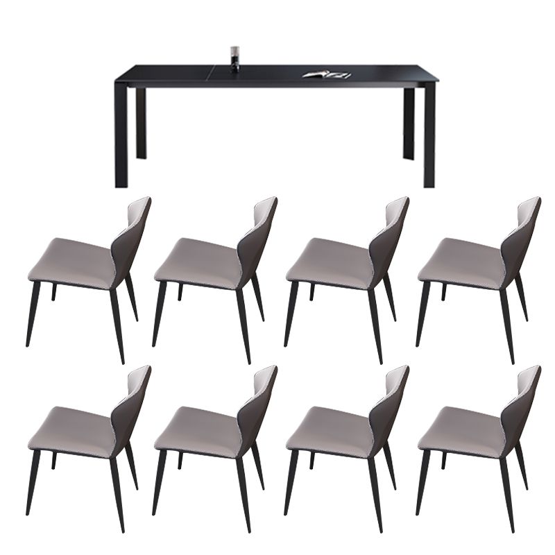 5/7/9 Pcs Modern Stone Rectangle Shape Dinette Table with Armless Chair