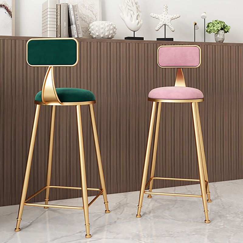 Glam Round Upholstered Counter Stool Low Back Stool with Gold Frame Clearhalo 'Bar Furniture' 'Bar Stools' 'bar_stools' 'furn' 'furn_bar_stools' 'Furniture' 'Kitchen & Dining Furniture' 1200x1200_da9b555d-265c-4362-91a7-daf0d837c738