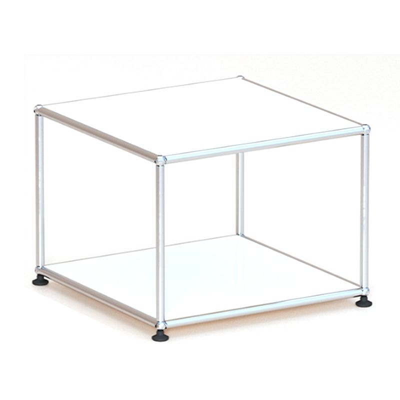 15. 6" Tall Modern Square Sofa Side Accent Table with Floor Shelf