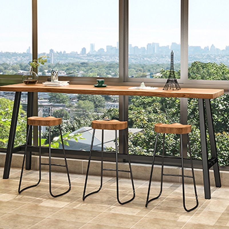 Modern Solid Wood Dining Stools Armless Barstools with Footrest