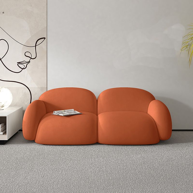 Contemporary Solid Color Velvet Sofa 33.46" Wide Square Arm Sofa