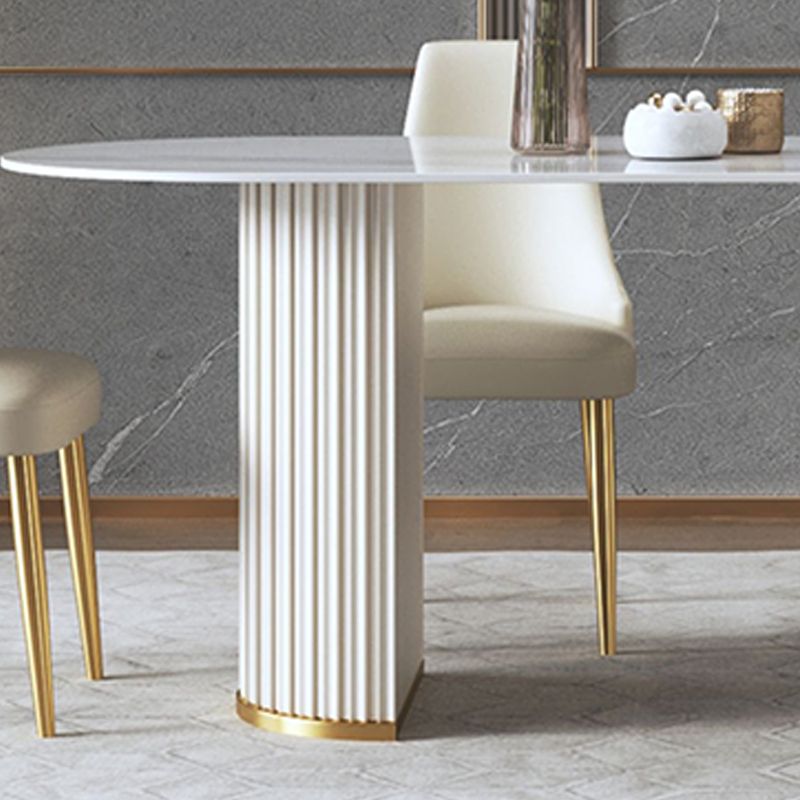 Contemporary Sintered Stone Dining Table Oval Double Pedestal Table for Home Use Clearhalo 'Dining Tables & Seating' 'Dining Tables' 'dining_table' 'furn' 'furn_dining_table' 'Furniture' 'Kitchen & Dining Furniture' 1200x1200_daa0fcb6-7b67-42c4-b16b-4c841fb7c117