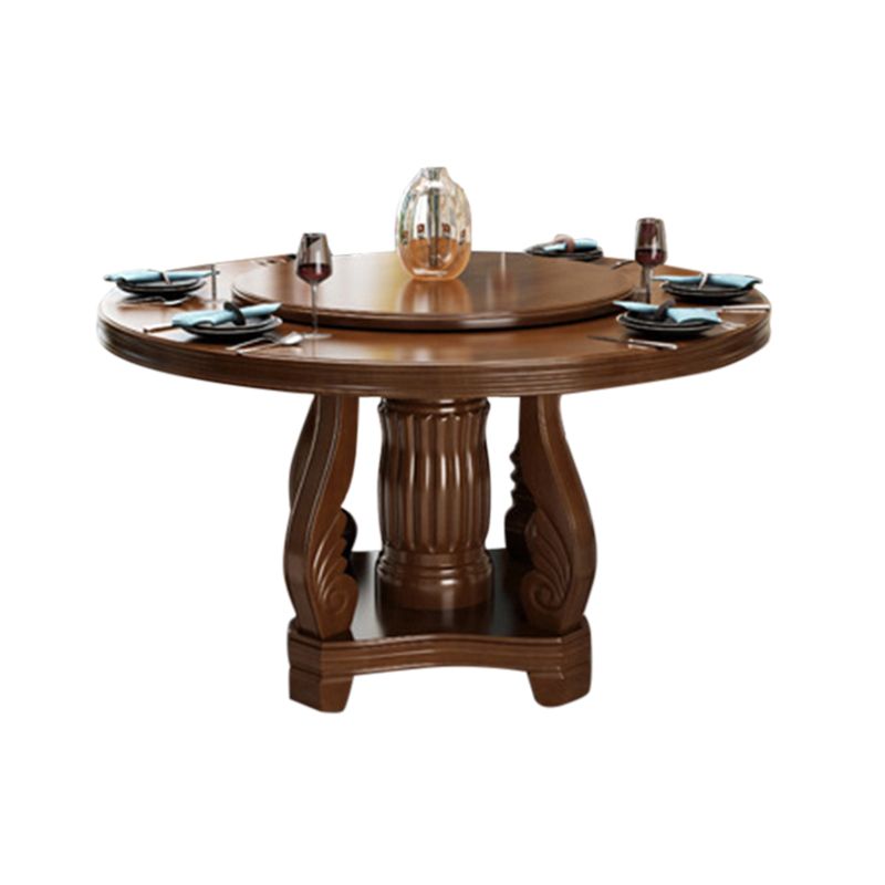 Contemporary Turntable Pedestal Dining Table Wood Dinner Table for Home Clearhalo 'Dining Tables & Seating' 'Dining Tables' 'dining_table' 'furn' 'furn_dining_table' 'Furniture' 'Kitchen & Dining Furniture' 1200x1200_daa3b544-d3d2-4f59-be51-33e9e17bbc45