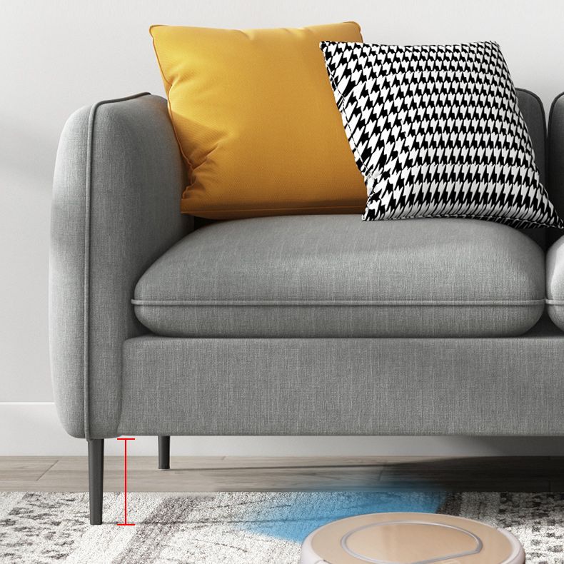 Sofá moderno de brazo cuadrado de lino 29.92 "H con almohadas y almacenamiento