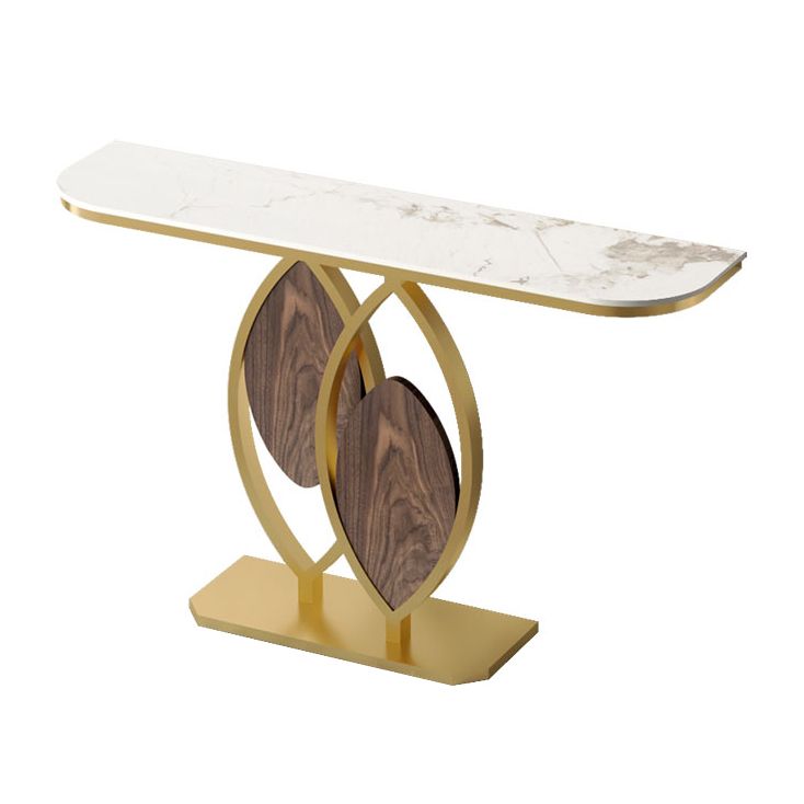 Tavolo di accento moderno largo 12 pollici a forma di mezza luna tavolo in metallo per sala