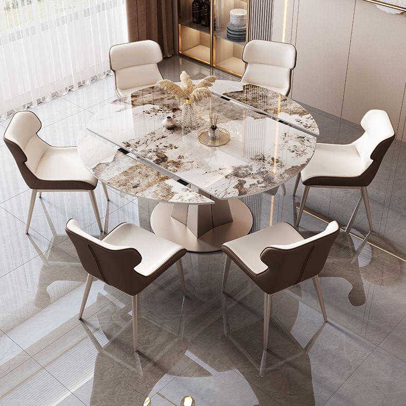 Mesa de piedra sinterizada mesa de comedor de pedestal para la cena de cocina en casa