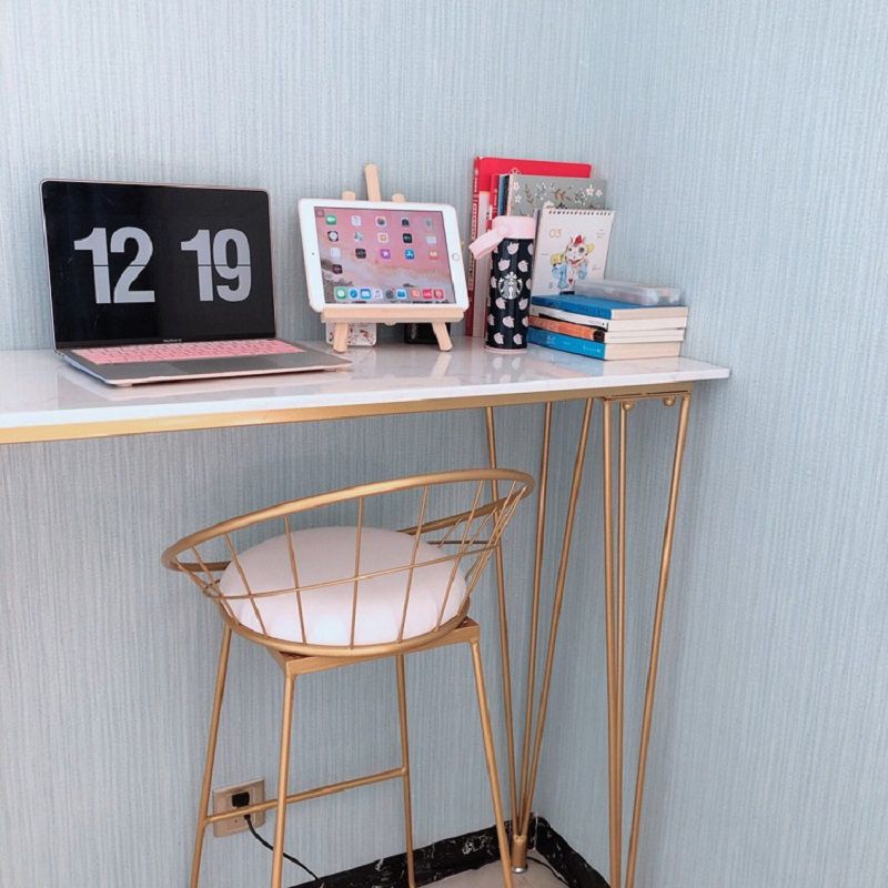 White Glam Style Table in Faux Marble and Metal Milk Tea Shop Bar Table Clearhalo 'Bar Furniture' 'Bar Tables' 'bar_tables' 'furn' 'furn_bar_tables' 'Furniture' 'furniture_bar_tables' 'Kitchen & Dining Furniture' 1200x1200_daa5ff87-1775-4906-89a0-dd9f284b74ad