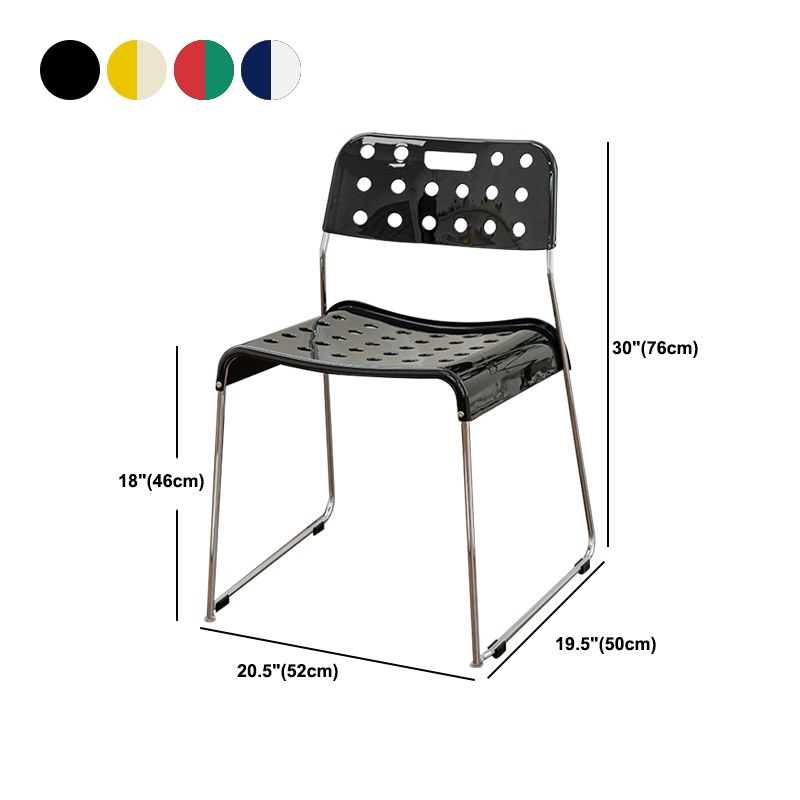 Industrial Armless Kitchen Chair Plastic Open Back Side Dining Chair with Metal Base Clearhalo 'Dining Chairs' 'Dining Tables & Seating' 'dining_chair' 'furn' 'furn_dining_chair' 'Furniture' 'Kitchen & Dining Furniture' 1200x1200_daa708d4-f830-44e5-8839-38ad34c3d6e9