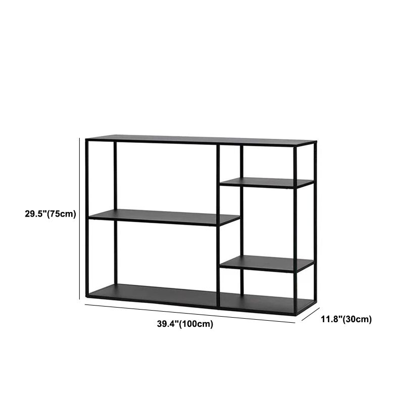 Modern Metal Bookshelf Black Etagere Open Shelf Horizontal Bookcase Clearhalo 'Bookcases' 'furn' 'furn_bookcases' 'Furniture' 'Office Furniture' 1200x1200_daa72be9-b6cf-4cfe-a7c9-9c4a9d345bc7