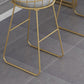 Glam Low Back Dining Stools Round Upholstered Bar Stools with Footrest