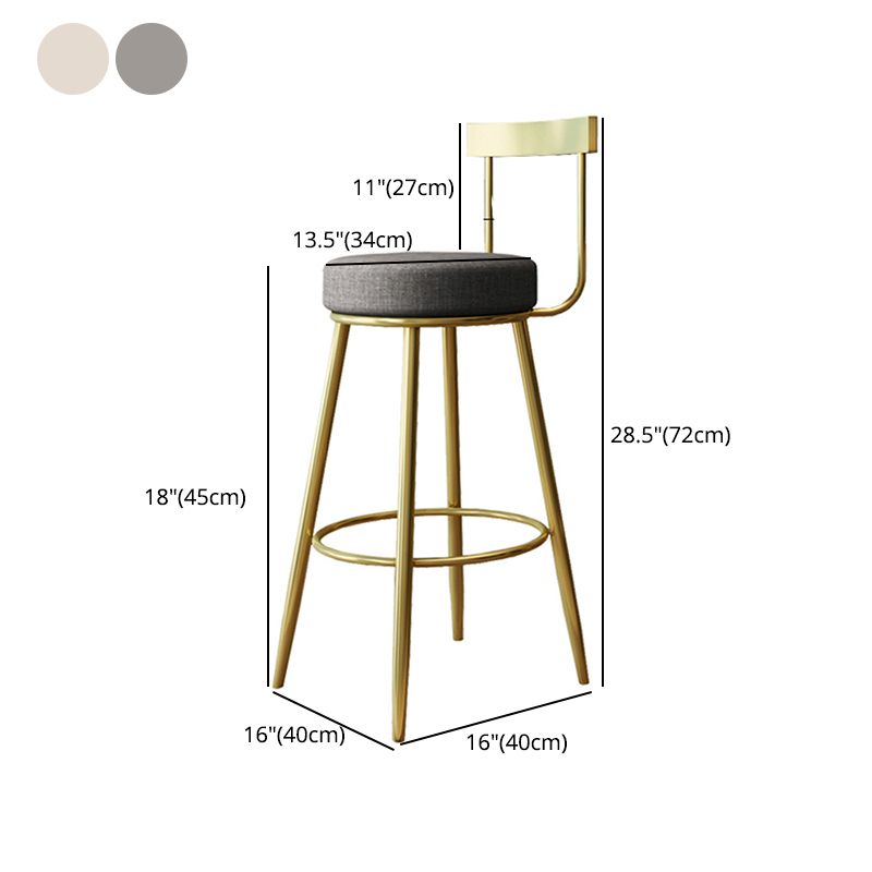 Glam Armless Backrest Counter Stool Iron Kitchen Bar Stool with Cushion and Pedal Clearhalo 'Bar Furniture' 'Bar Stools' 'bar_stools' 'furn' 'furn_bar_stools' 'furniture_bar_stools' 'Kitchen & Dining Furniture' 'kitchen&dining_furn' 'kitchen' 'kitchen_furn' Furniture' 1200x1200_daa95b00-703e-4357-8c4a-e0ac228b9257