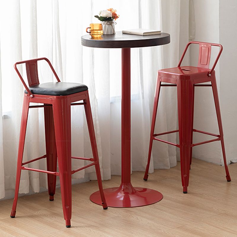 Nordic Armless Backrest Counter Stool Iron Cafe Bar Stool with Seat and Pedal