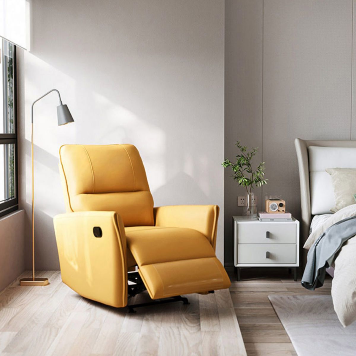 Maderna poltrona poltrona in fux in leatine di colore standard a colori solidi