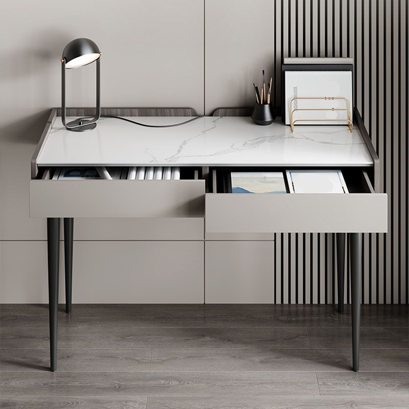 Contemporary Marble Office Desk Parsons With Metal Legs Writing Desk Clearhalo 'furn' 'furn_office_desk' 'Furniture' 'Office Desks' 'Office Furniture' 'office_desk' 1200x1200_daaf3ed9-8e68-4ef4-8037-d6fe816e4753