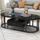 Oval Tempered Glass Frame Base Design Modern Style Coffee Table with Drawers