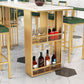 Industrial Rectangle Bar Height Table Double Pedestal Bar Table with Storage