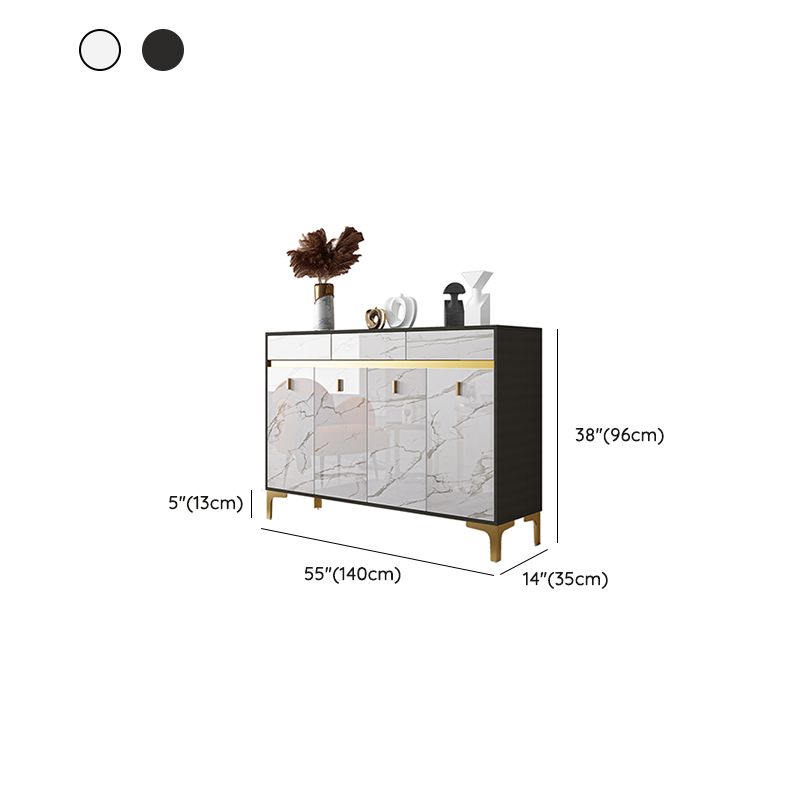 Credenza a buffet in legno di credenza in stile glam con armadi e cassetti