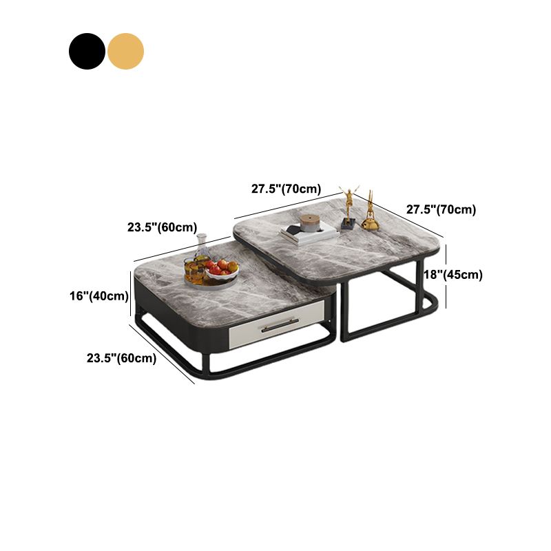2 pezzi Tavolino in pietra Tavolino quadrati tavolo da cocktail set con archiviazione