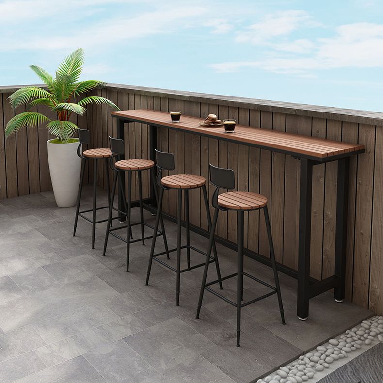 Modern Rectangle Outdoor Patio Bar Table Wood Natural Bistro Bar Height Cocktail Table Clearhalo 'Bar Furniture' 'Bar Tables' 'bar_tables' 'furn' 'furn_bar_tables' 'Furniture' 'furniture_bar_tables' 'Kitchen & Dining Furniture' 1200x1200_dab3ec8b-fe01-41a6-9e22-d0914a559bcd