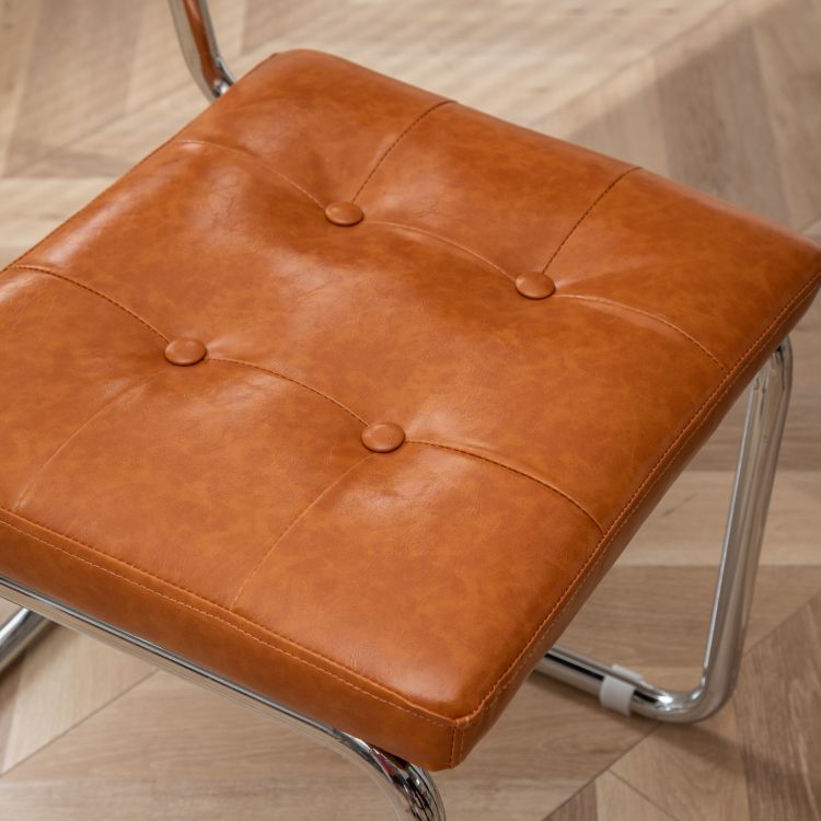 インダストリアルスタイルのサイドチェアレザーオープンバックインドアダイニングチェア