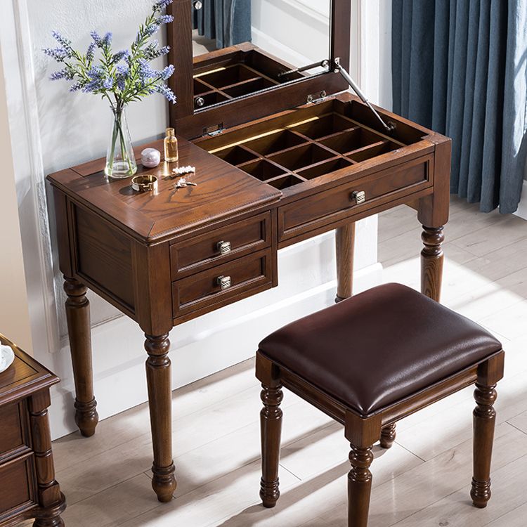 30,7 "Altezza 2-Drawer marrone in legno in legno in legno in legno Specchio Makeup Vanity