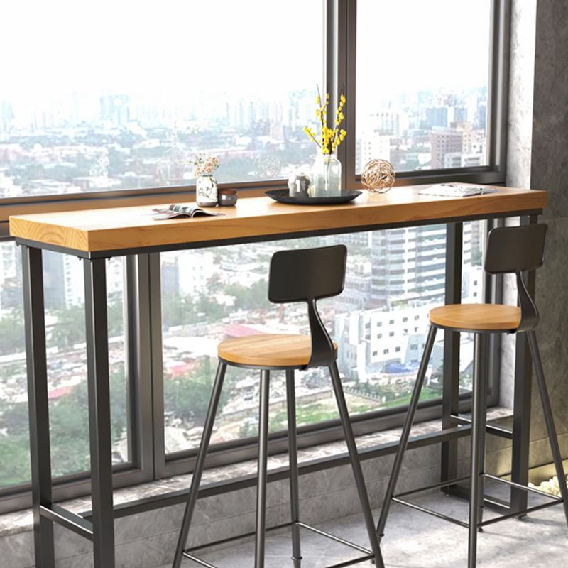 Industrial Rectangle Bar Table Solid Wood Top Bar Table with Trestle Base Clearhalo 'Bar Furniture' 'Bar Tables' 'bar_tables' 'furn' 'furn_bar_tables' 'Furniture' 'Kitchen & Dining Furniture' 1200x1200_dab4c9a6-1420-4b8f-a323-8c3bca6dc124