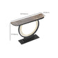 Moderna Med Half Moon Console Table Sofá Mesa de consola de piedra en gris