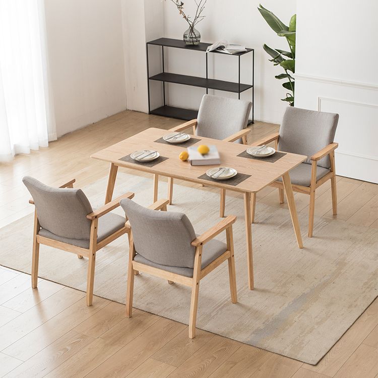 Contemporary Rubberwood Solid Back Arm Chair Matte Finish Wood Dining Chair with Natural Legs Clearhalo ' kitchen&dining_furn' 'Dining Chairs' 'Dining Tables & Seating' 'dining_chair' 'furn' 'furn_dining_chair' 'Furniture' 'furniture_dining_chair' 'Kitchen & Dining Furniture' 'kitchen' 1200x1200_dab5c548-2691-4372-bb93-dd8824385eed