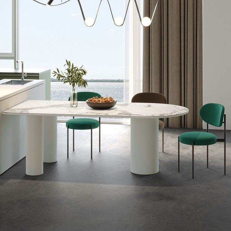 Metal Contemporary Free Form Dining Table Sintered Stone Table with 3 Legs Clearhalo 'Dining Tables & Seating' 'Dining Tables' 'dining_table' 'furn' 'furn_dining_table' 'Furniture' 'furniture_dining_table' 'Kitchen & Dining Furniture' 'kitchen' 'kitchen_dining_table' 1200x1200_dab86a9f-e171-4454-9e05-e03f1f7fbb77