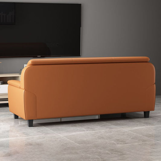 Contemporary Faux Leather Sofa Wood Frame Pillow Top Arm Sofa