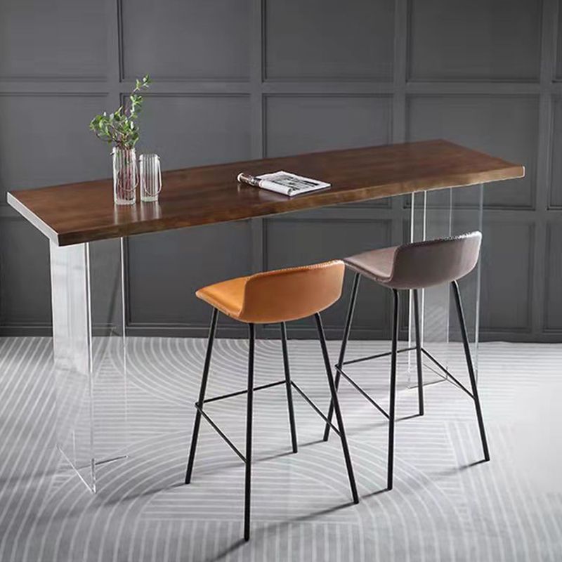 Modern Solid Wood Acrylic Base Bar Table for Kitchen Dining Room Clearhalo 'Bar Furniture' 'Bar Tables' 'bar_tables' 'furn' 'furn_bar_tables' 'Furniture' 'Kitchen & Dining Furniture' 1200x1200_dabb8eb0-f094-4722-b369-74993d218e4d