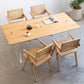 Mesa de comedor rectangular con pedestal doble, mesa de madera moderna para cocina