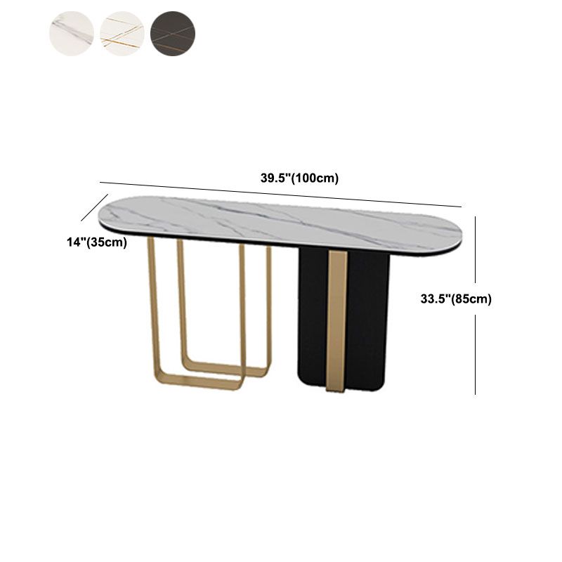 Glam Metal Console Sofa Table Oval Stone Console Accent Table for Hall Clearhalo 'Console Tables' 'console_tables' 'Entry & Mudroom Furniture' 'furn' 'furn_console_tables' 'Furniture' 1200x1200_dabd92ae-2e08-43d0-9fbe-060d12606790