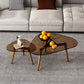 Wood and Glass 3 Legs Coffee Table Modern Triangle Clear Table
