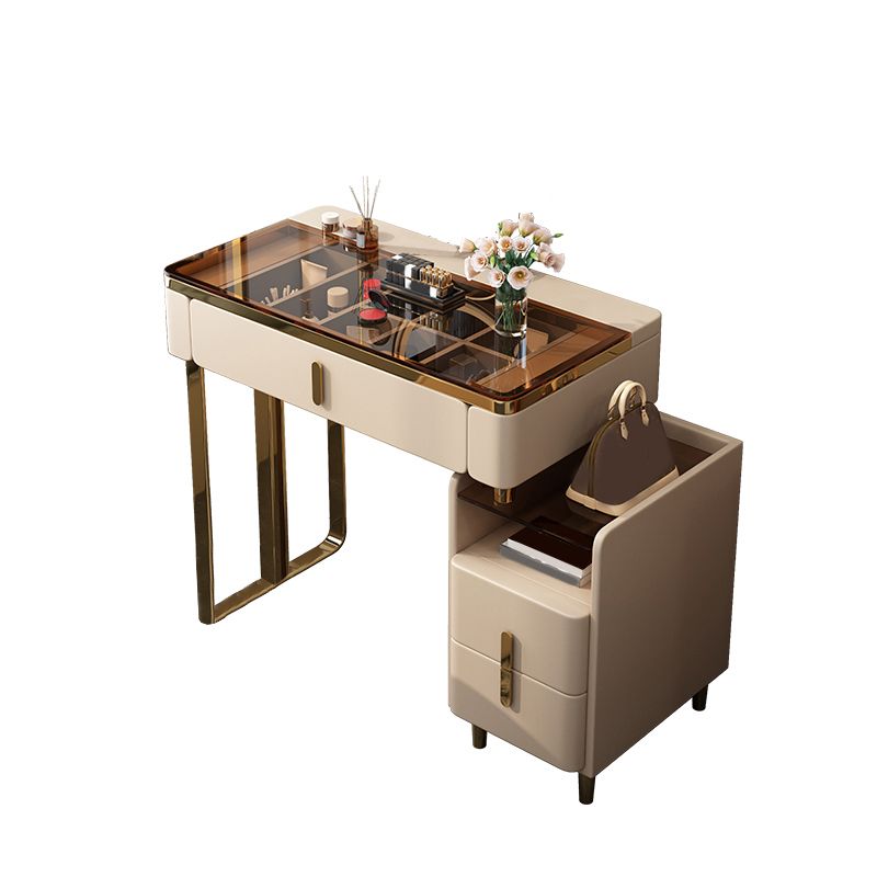 15.74 "Contador de maquillaje de ancho Tablas de tocador de marco de madera sólida con cajones de almacenamiento