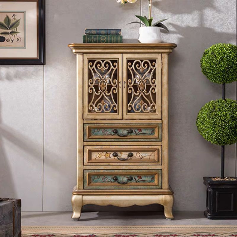 Mid-century Modern 1- Door Distressed Wood Cabinet, Rectangle Accent Cabinet