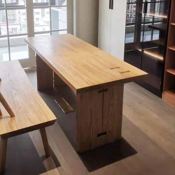 Tavolo da pranzo rettangolare in legno cenere contemporaneo doppio piedistallo