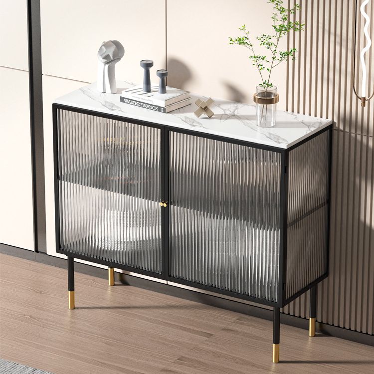 Modern China Cabinet Glass Doors Metal Storage Cabinet for Dining Room