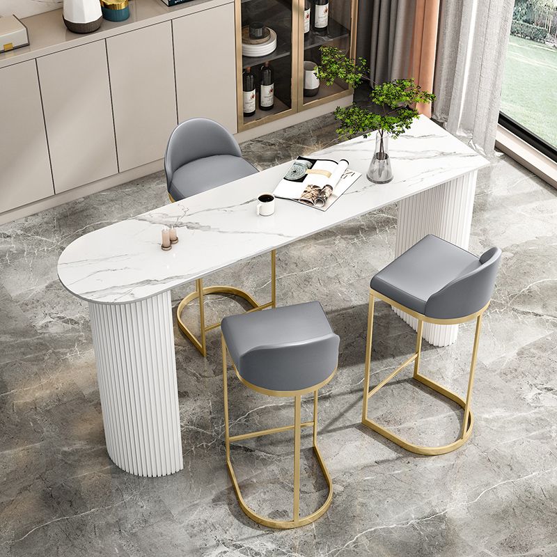 White Colour Bar Wine Table Stone Bar Dining Table with Double Pedestal Clearhalo 'Bar Furniture' 'Bar Tables' 'bar_tables' 'furn' 'furn_bar_tables' 'Furniture' 'Kitchen & Dining Furniture' 1200x1200_dac80b4e-2640-4791-bd48-f581fbb76939