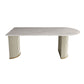 Traditional Luxury Dining Table White Sintered Stone Double Pedestal Table for Kitchen Clearhalo ' dining_table' 'Dining Tables & Seating' 'Dining Tables' 'furn' 'furn_dining_table' 'Furniture' 'furniture_dining_table' 'Kitchen & Dining Furniture' 'kitchen&dining_furn' 'kitchen' 'kitchen_dining_table' 1200x1200_dac80c9f-f34d-452e-bfaf-ca3263c8c088