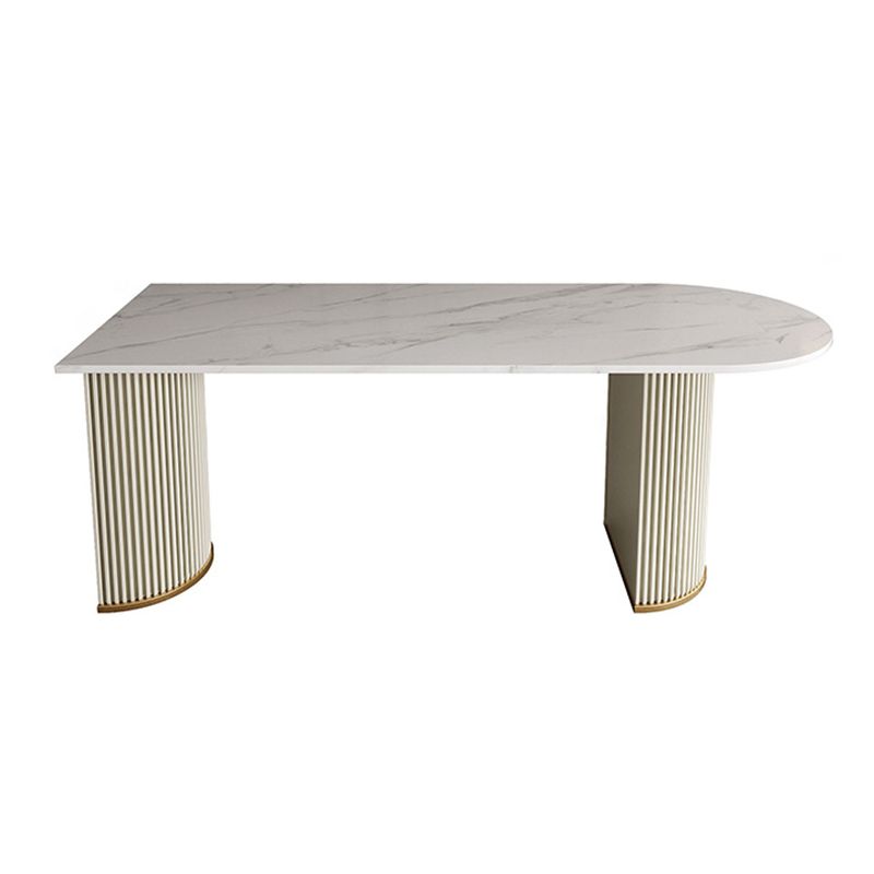 Traditional Luxury Dining Table White Sintered Stone Double Pedestal Table for Kitchen Clearhalo ' dining_table' 'Dining Tables & Seating' 'Dining Tables' 'furn' 'furn_dining_table' 'Furniture' 'furniture_dining_table' 'Kitchen & Dining Furniture' 'kitchen&dining_furn' 'kitchen' 'kitchen_dining_table' 1200x1200_dac80c9f-f34d-452e-bfaf-ca3263c8c088
