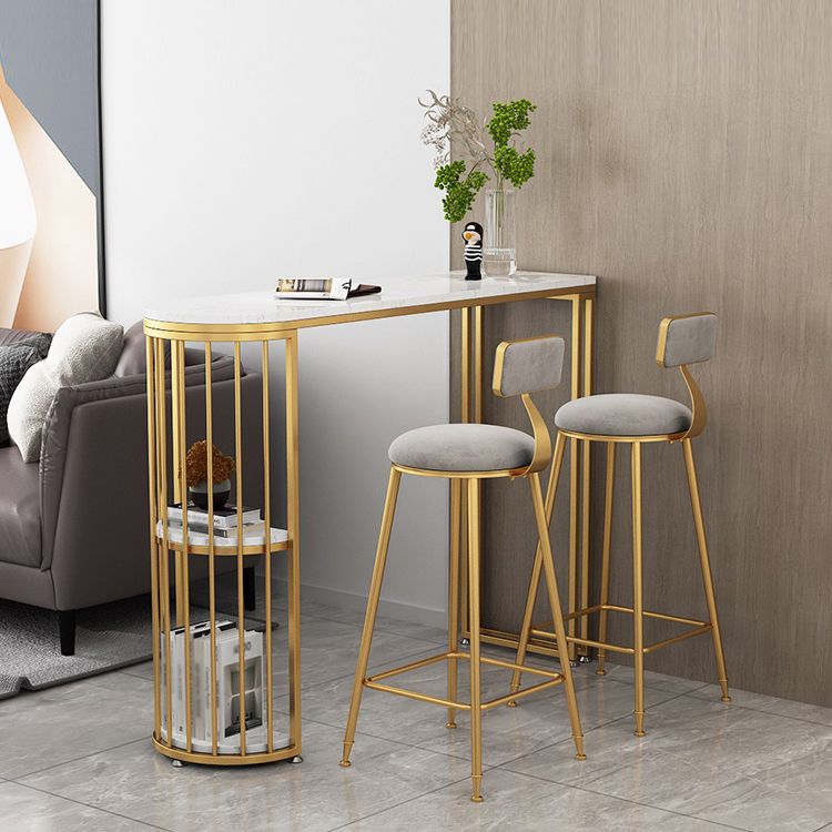 White Stone Bar Dining Table Contemporary Bar Table with Sled Base Clearhalo 'Bar Furniture' 'Bar Tables' 'bar_tables' 'Furniture' 'furniture_bar_tables' 'Kitchen & Dining Furniture' 1200x1200_dacacd31-38e7-4347-ab5d-1b68a64f9b3f