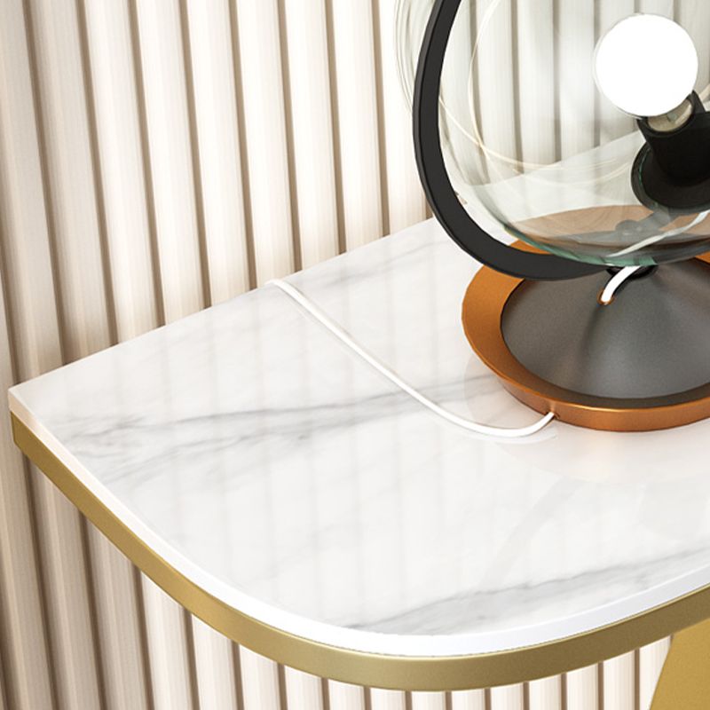 Glam 11,81 "W tavolo console in pietra tavolo di accento di mezza luna con 1 scaffale