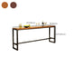 Mesa de bar industrial para vino, mesa de bistró con tapa de madera maciza y base negra